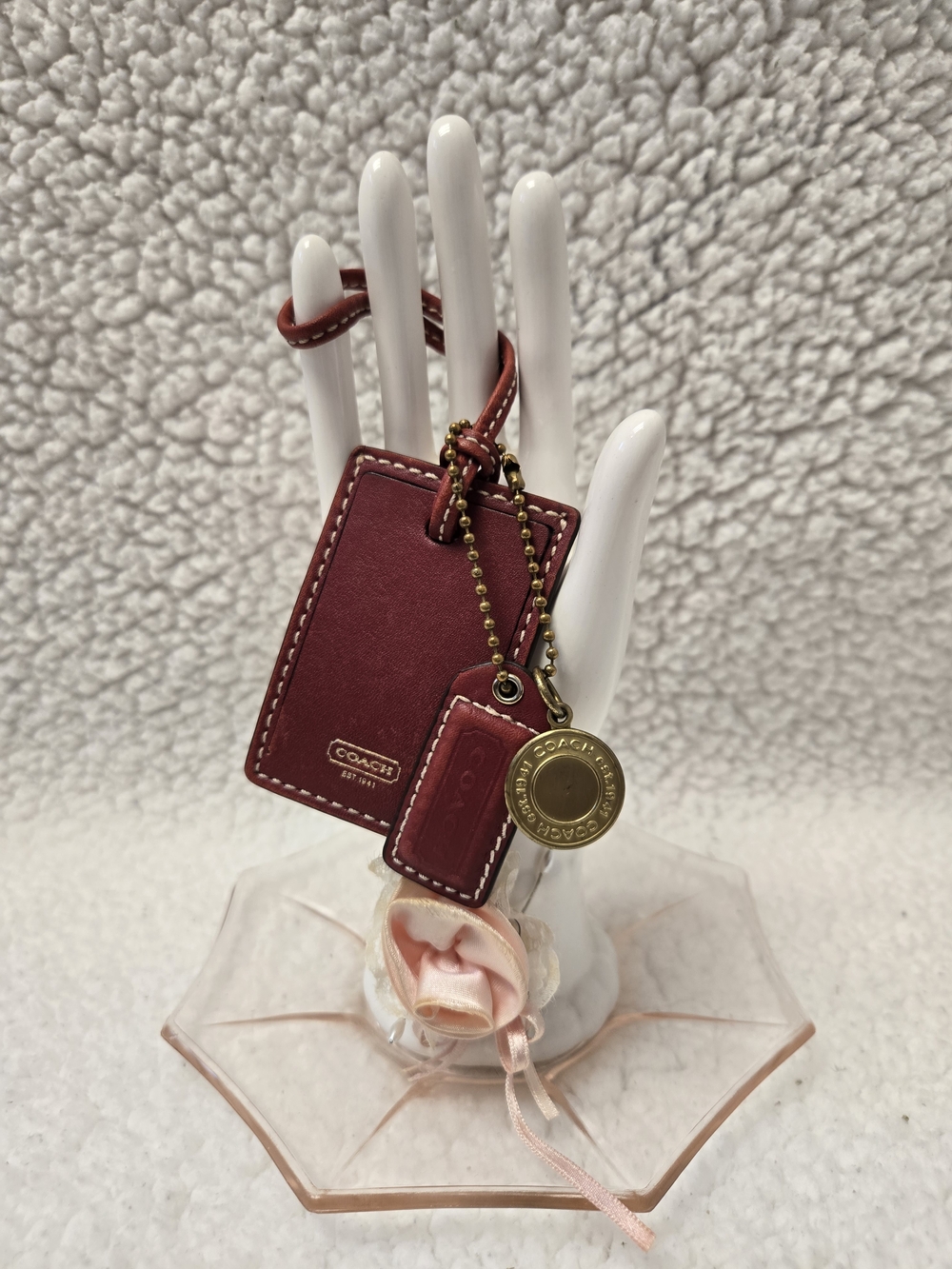 Coach Burgundy 2006 Leather 3 Piece Hang Tag Set